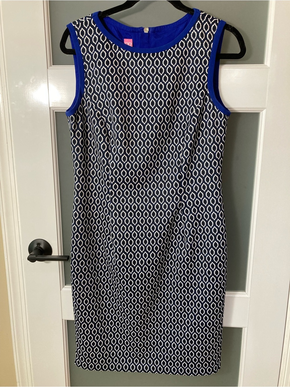 BASLER BLUE PATTERN SLEEVELESS SUMMER STRETCH JERSEY DRESS SIZE 38 US size 6